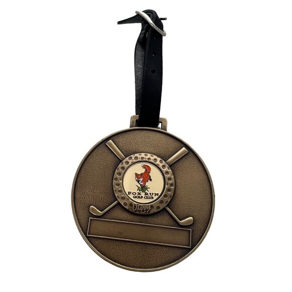 Divvy Fox Run Golf Club Bag Tag Brass Enamel Buckle Strap Golf Accessories Retro - Picture 1 of 6